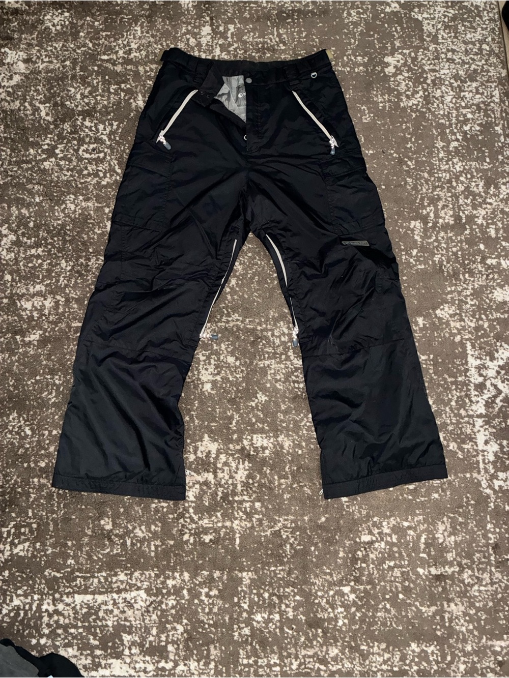 Black Black Dot Waterproof Outerwear Pants with Gray Lining